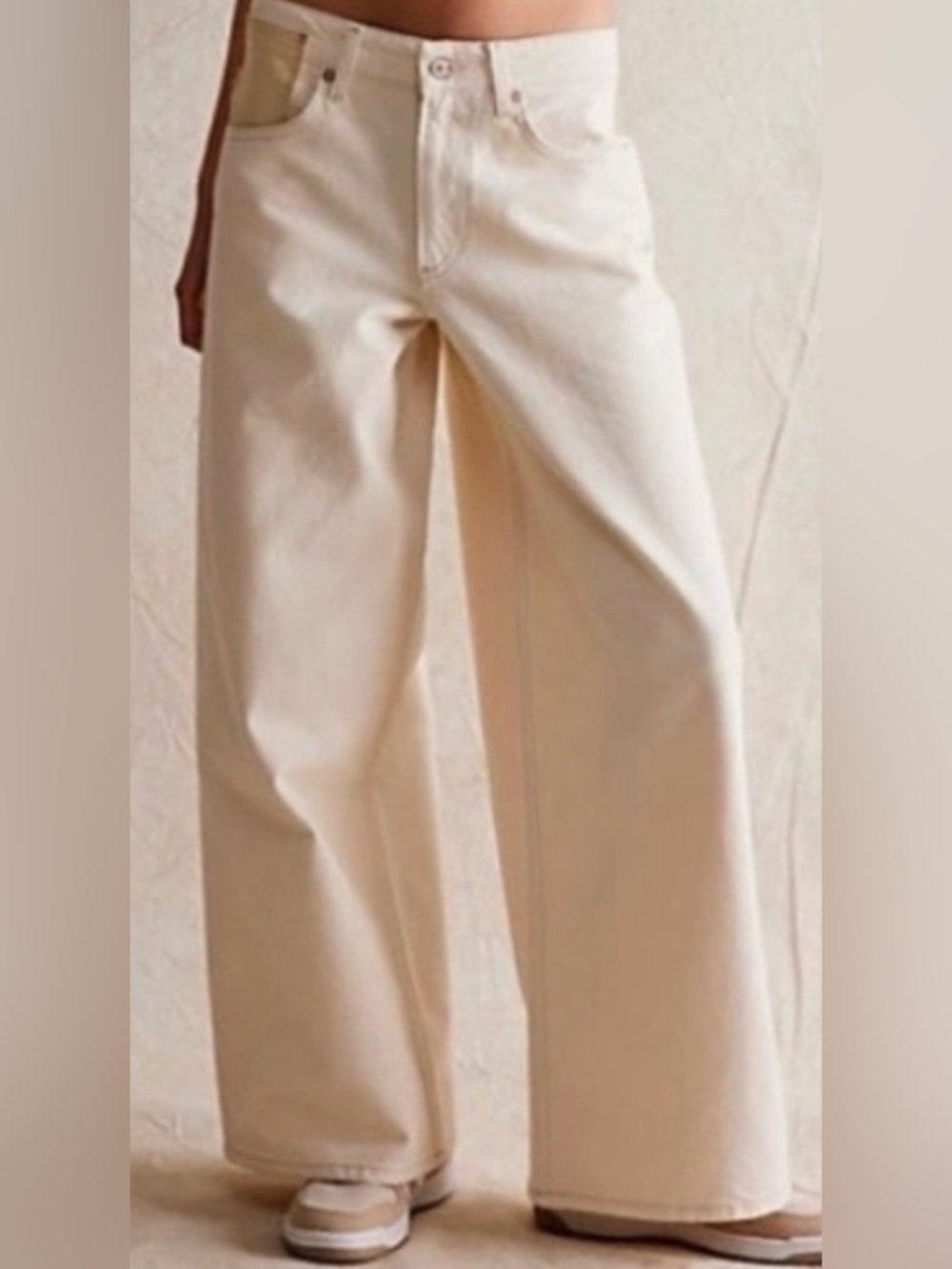 Free People “Waterfalls” cream denim